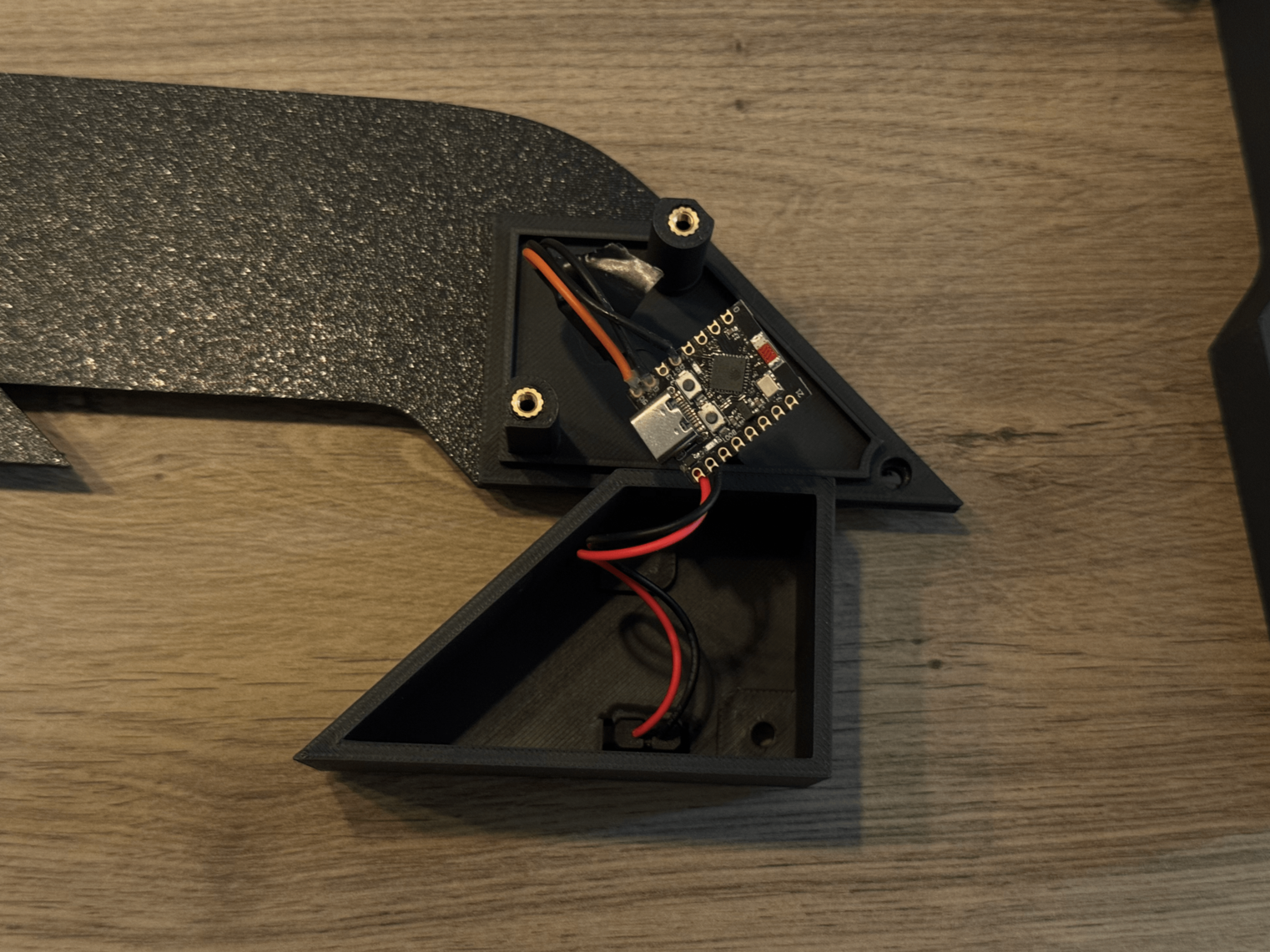 ESP32 wired up in its enclosure