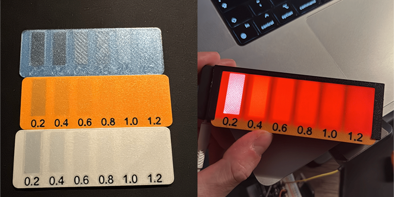 Layer thickness test swatches